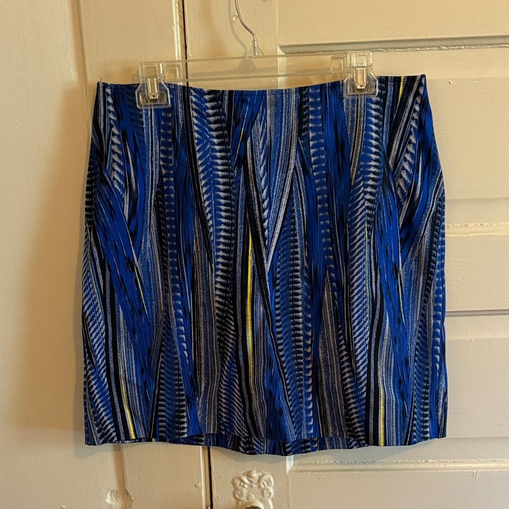 Etcetera Blue and Yellow Striped Mini Skirt